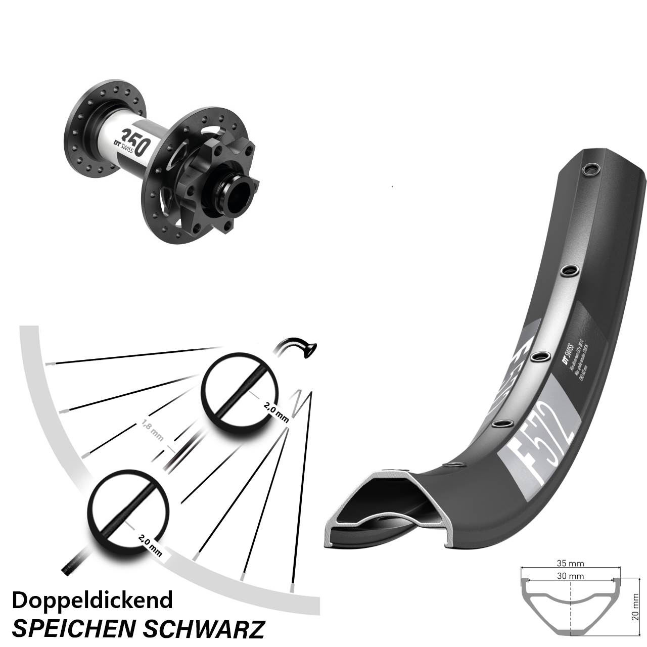 Vorderrad 6-Loch 29 Zoll DT Swiss F572-350 15x100