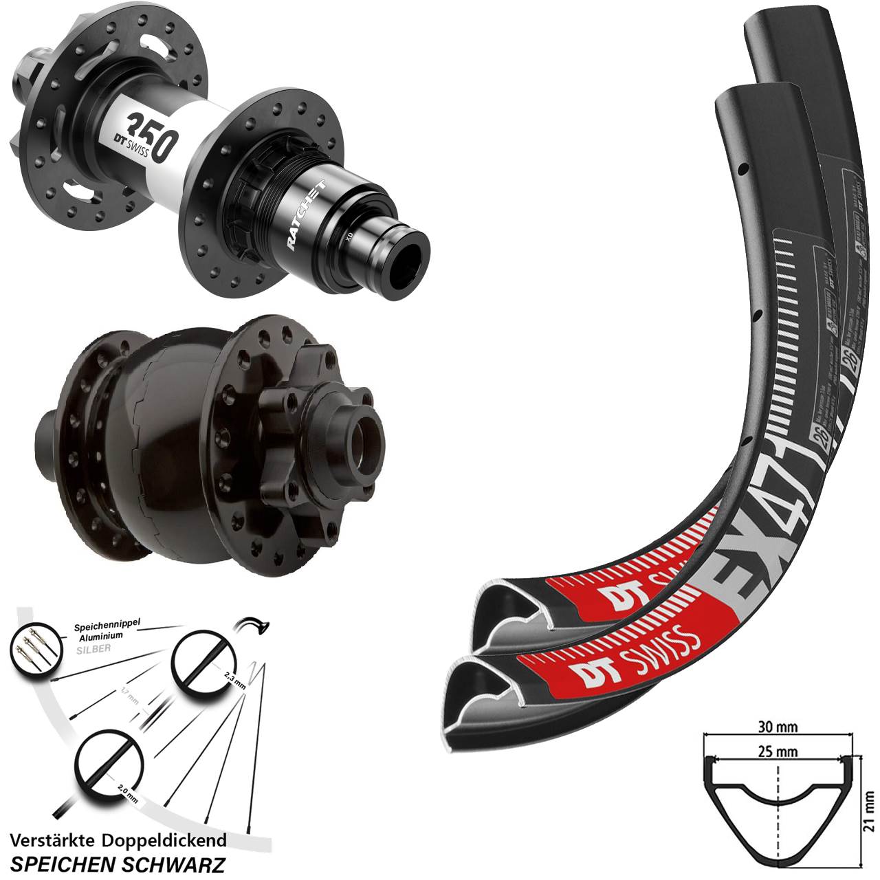 6-Loch Laufradsatz 15x100 12x142 29 Zoll DT Swiss EX 471-350 SON 28 SRAM XD