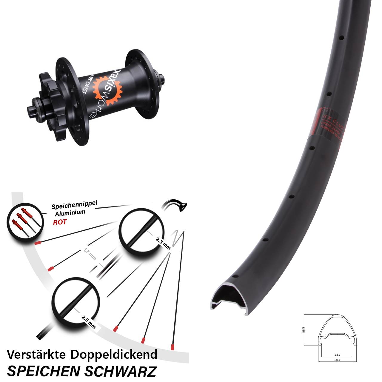 Vorderrad 6-Loch 26 Zoll KX Clue DT Swiss 350 QR
