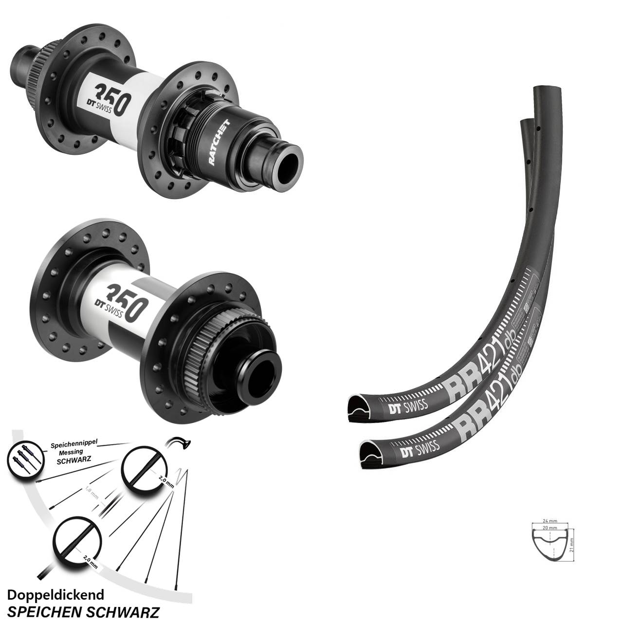 DT Swiss RR421-350 Road 28 Zoll Centerlock Laufradsatz 12x100/142 XDR 11-12 fach