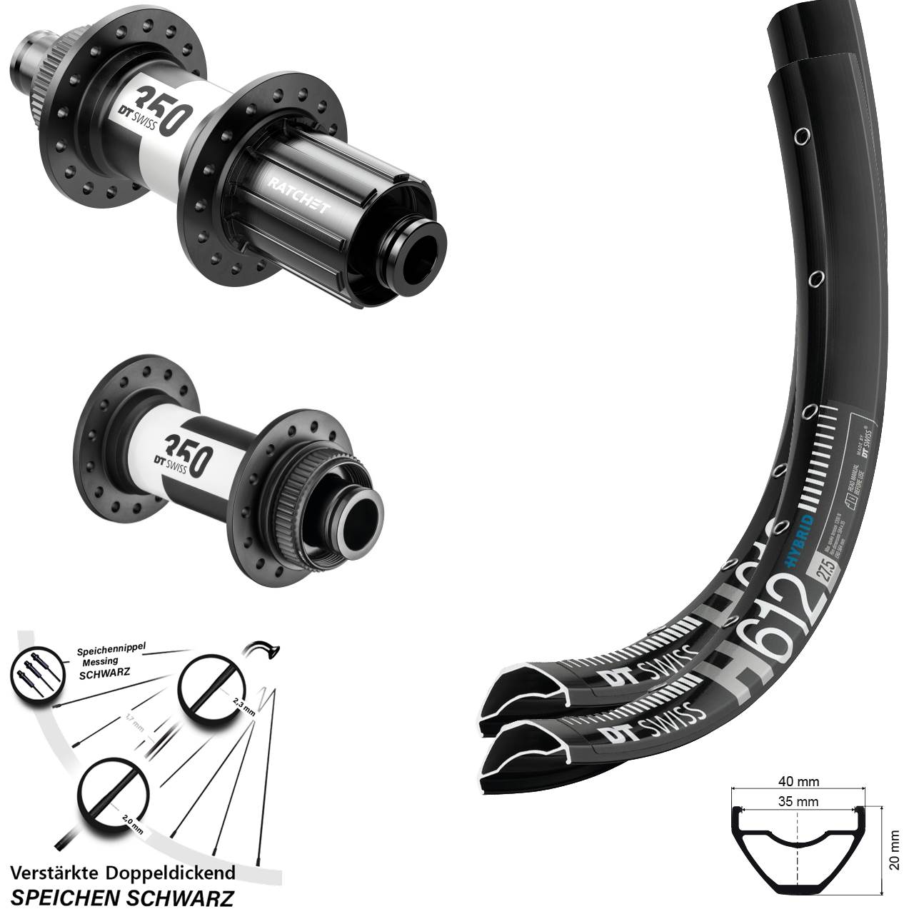 Centerlock Laufradsatz 27,5 Zoll DT Swiss H 612 350 11-12 fach HG 15x100 12x142