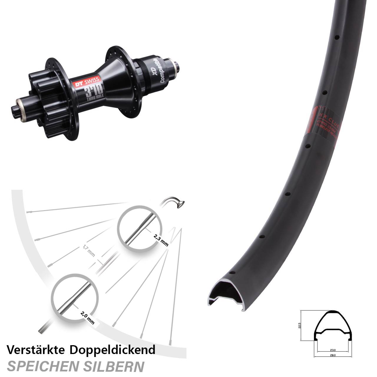 KX Clue DT Swiss 370 28 Zoll Disc Laufrad QR SRAM XD