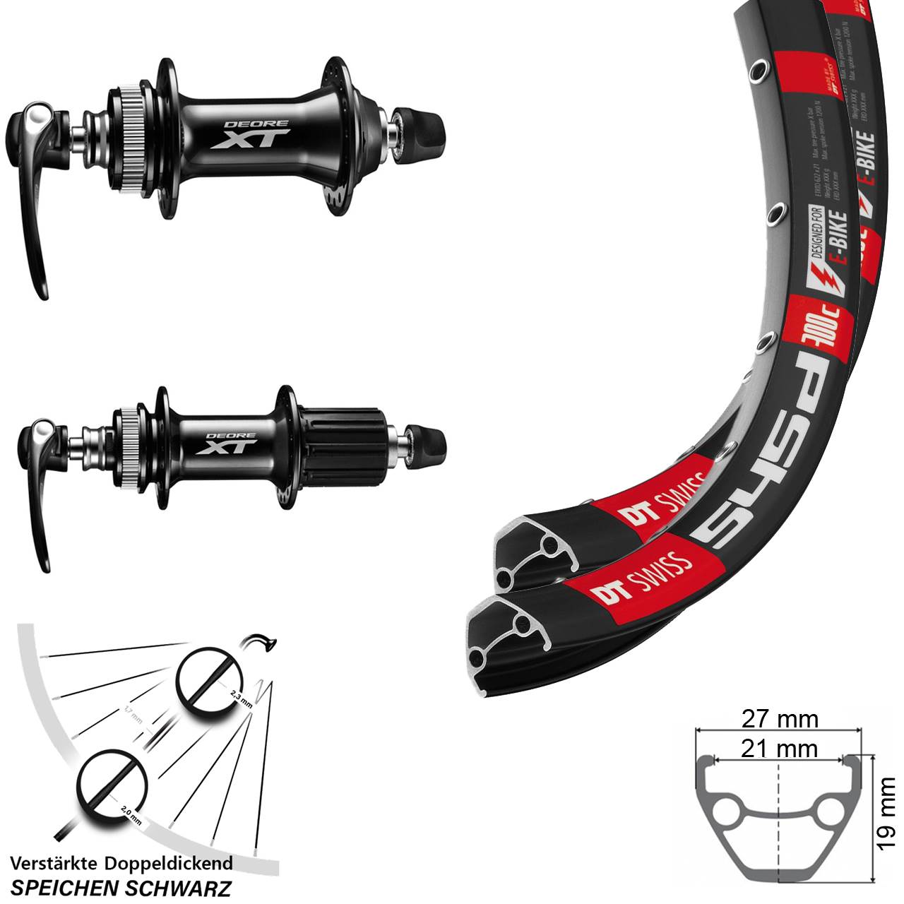 Disc Laufradsatz QR 26 Zoll DT Swiss 545 Shimano HB-M8000 Shimano FH-M8000 8-11 fach HG
