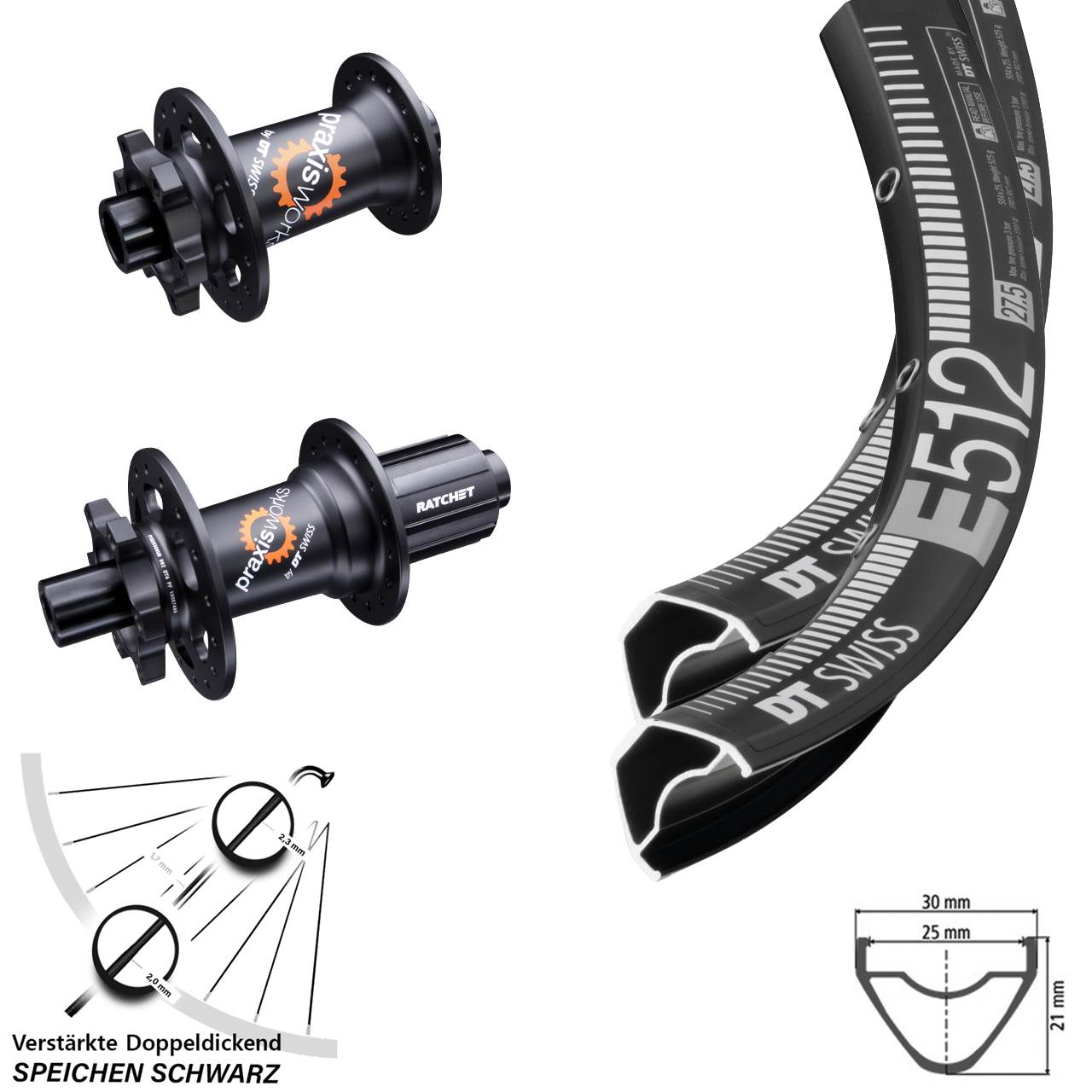 Disc Laufradsatz 29 Zoll DT Swiss E512-350 8-11 fach 15x100 12x142