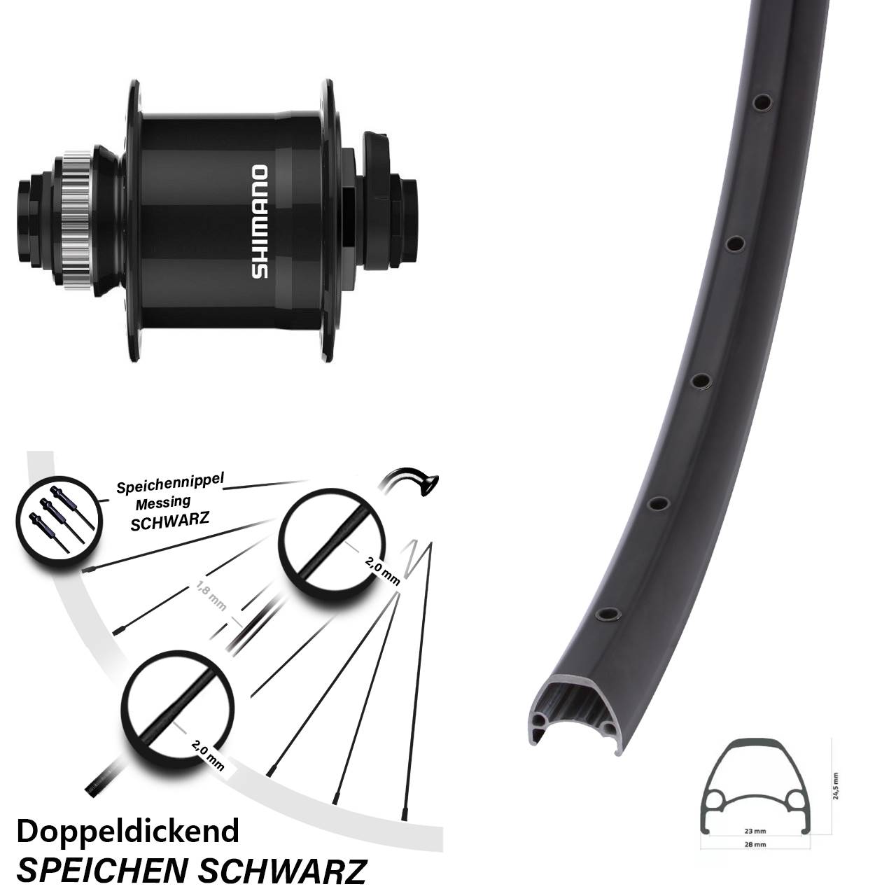 Ambrosio Sport Shimano DH-UR708 28-29 Zoll Nabendynamovorderrad Centerlock 15x100