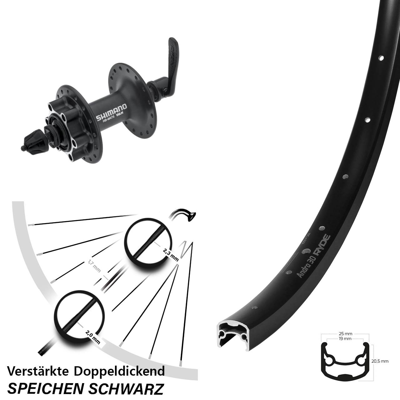 Vorderrad 6-Loch QR 28 Zoll Ryde Andra 30 Shimano Alivio