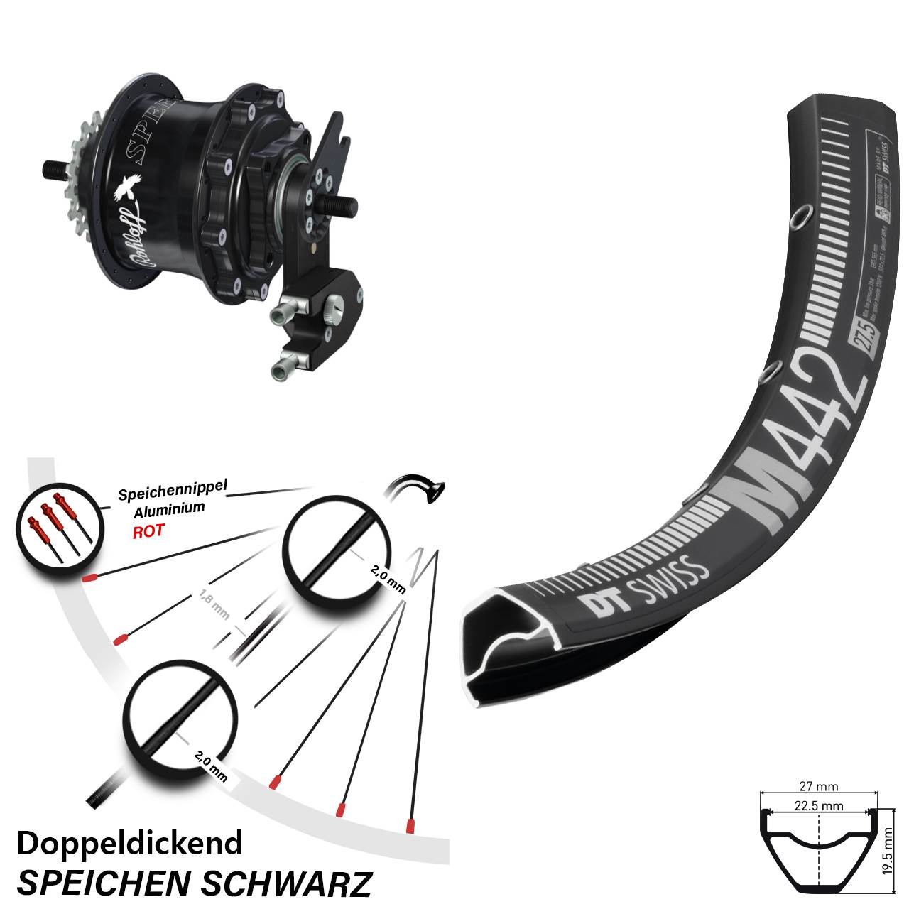DT Swiss M442 Rohloff Speedhub TS DB OEM2 28-29 Zoll Disc Hinterrrad