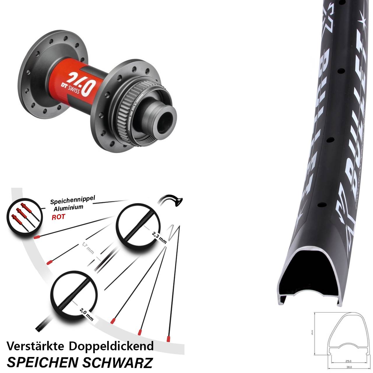 28 Zoll KX Bullet OS DT Swiss 240 Disc Vorderrad 12x100