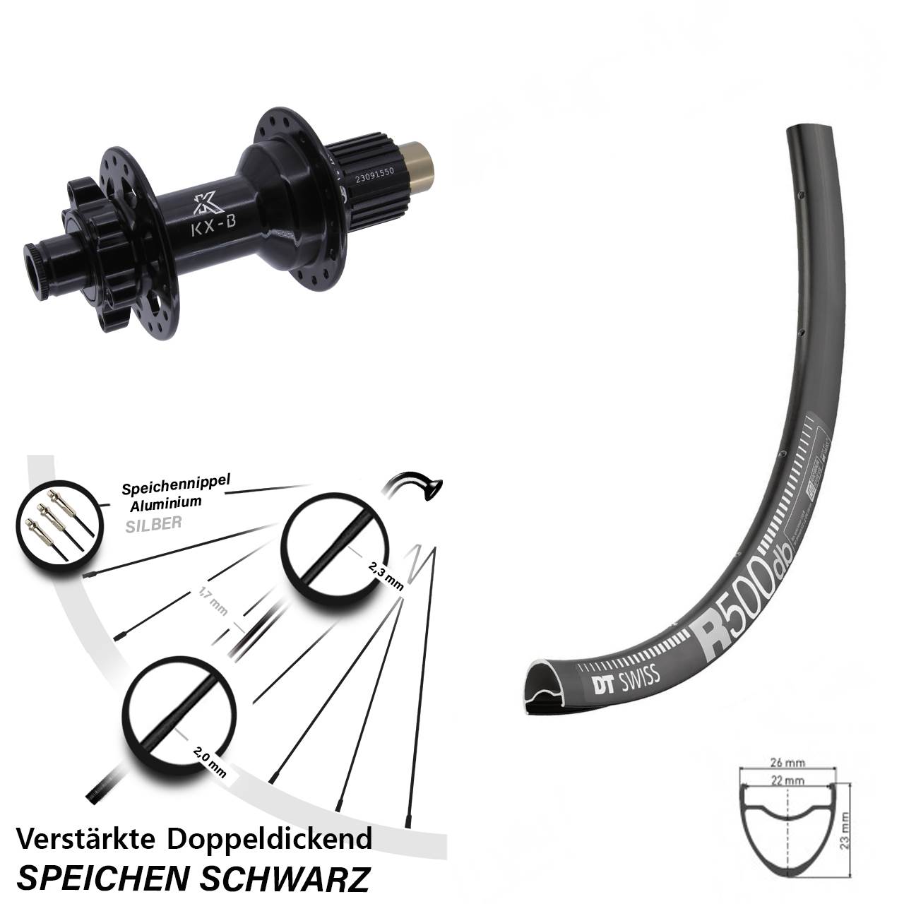 DT Swiss R 500 KX-B 29 Zoll Disc Hinterrad 12x148 Shimano Micro Spline