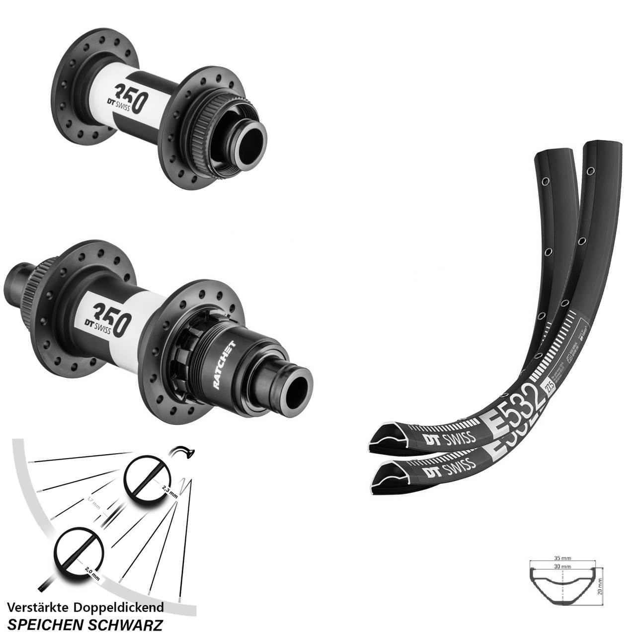 Laufradsatz Centerlock 29 Zoll DT Swiss E 532-350 SRAM XD 15x100 12x142