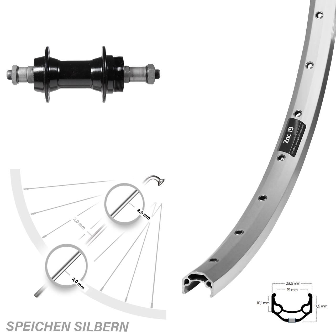 26 Zoll Ryde Zac 19 Hinterrad für Schraubkranz