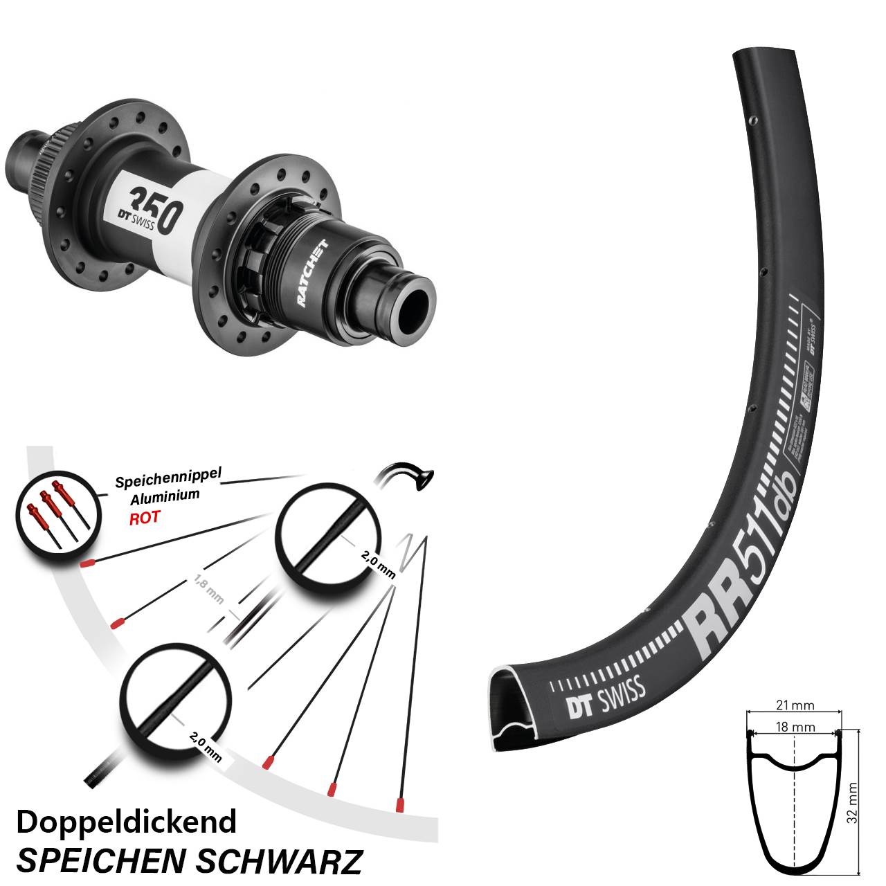 Disc Laufrad 28 Zoll DT Swiss RR 511-350 XD 12x142