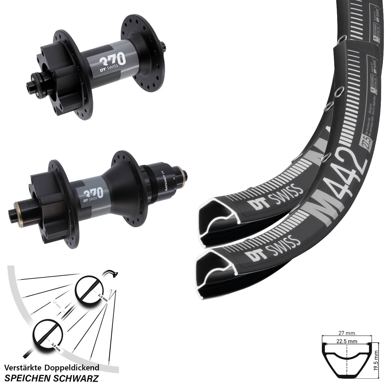 Disc Laufradsatz QR 28 Zoll DT Swiss M 442 370 SRAM XD