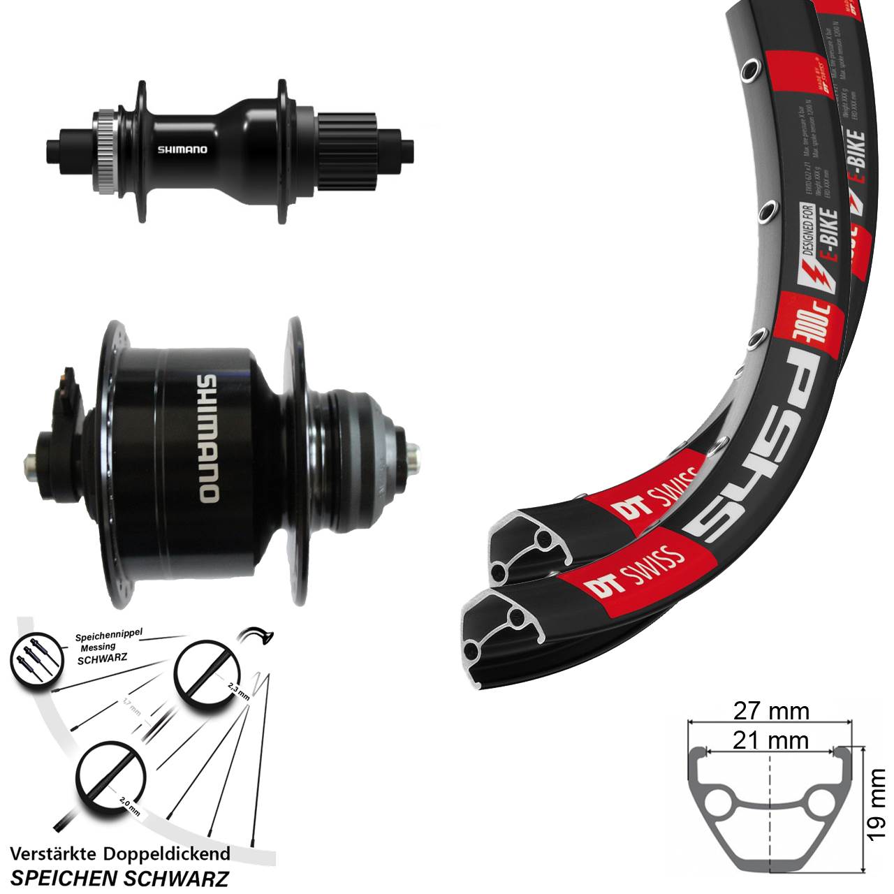 26 Zoll DT Swiss 545 Shimano DH-3D72 FH-QC500 Centerlock Laufradsatz QR Micro Spline