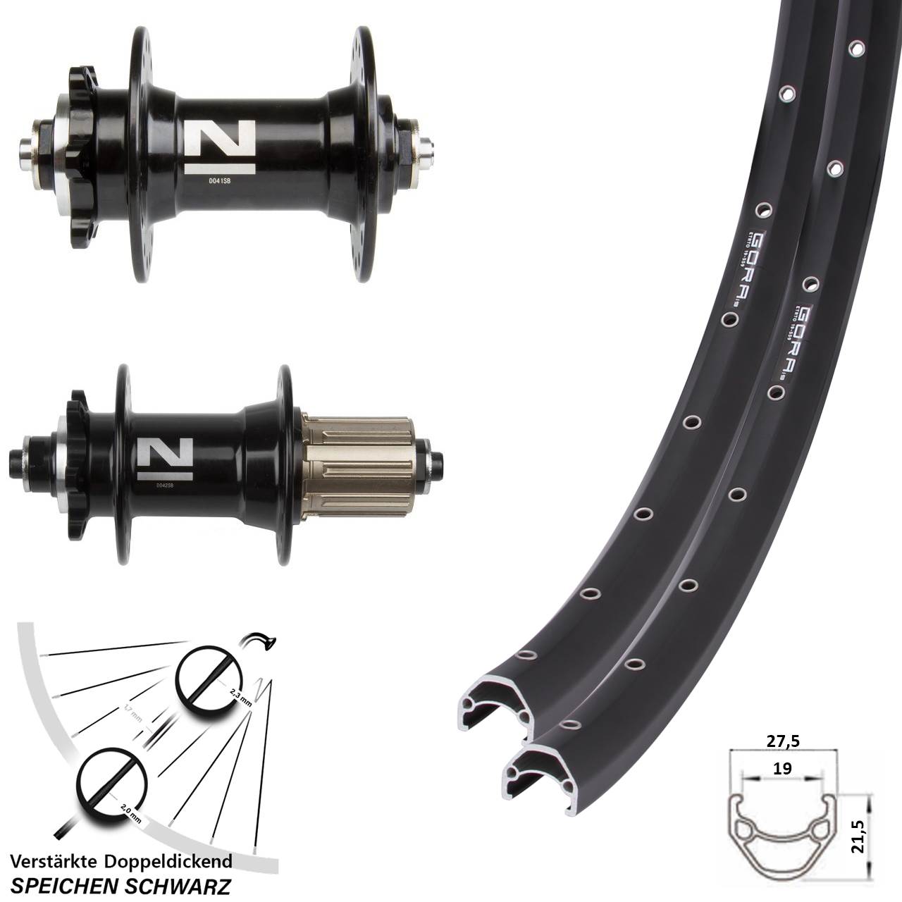 26 Zoll Gora 19 Novatec D-041-D-042 SB Laufradsatz 6-Loch für Schnellspanner 8-11 fach HG
