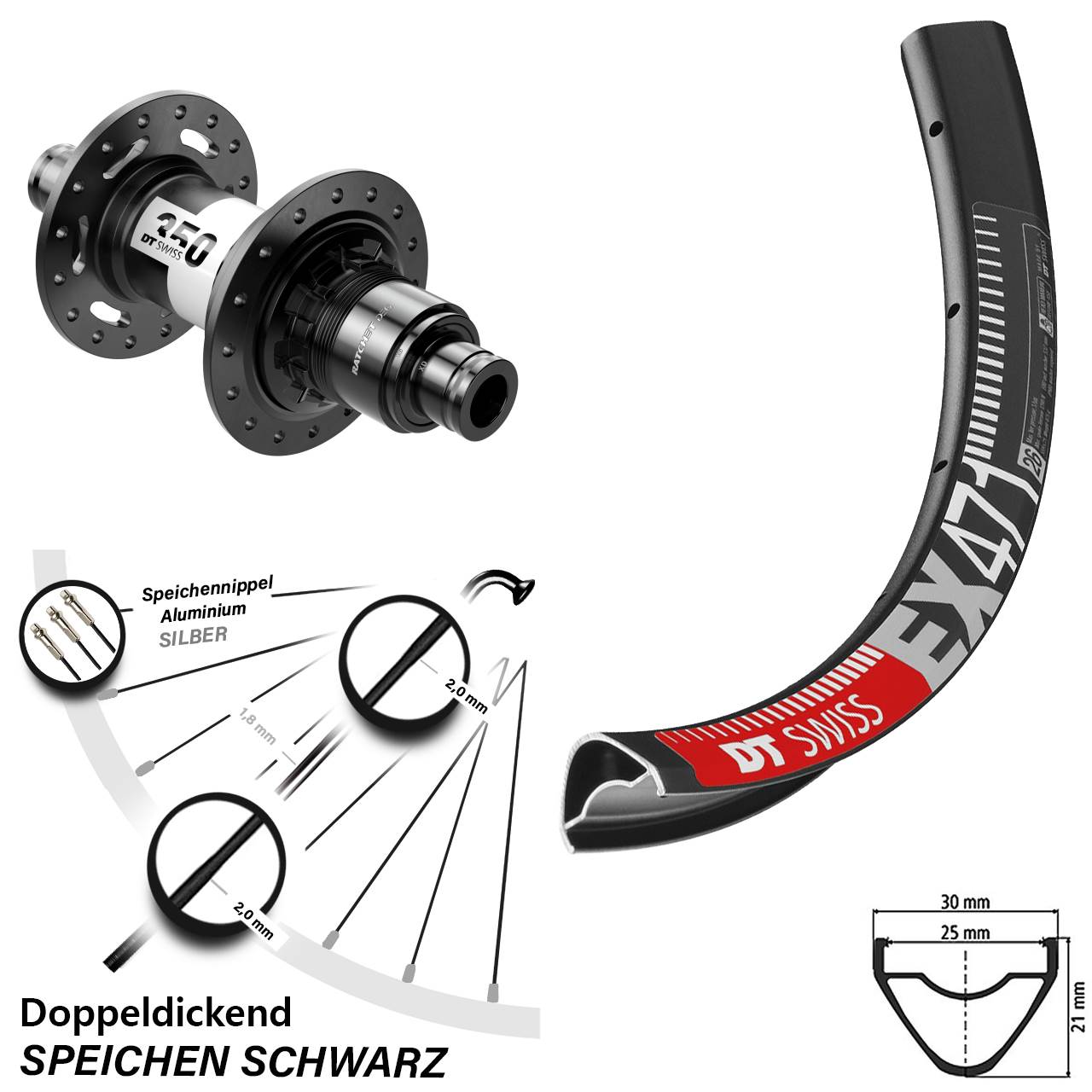 Disc Hinterrad 12x148 29 Zoll DT Swiss EX 471-350 DEG 72 XD 11-12 fach