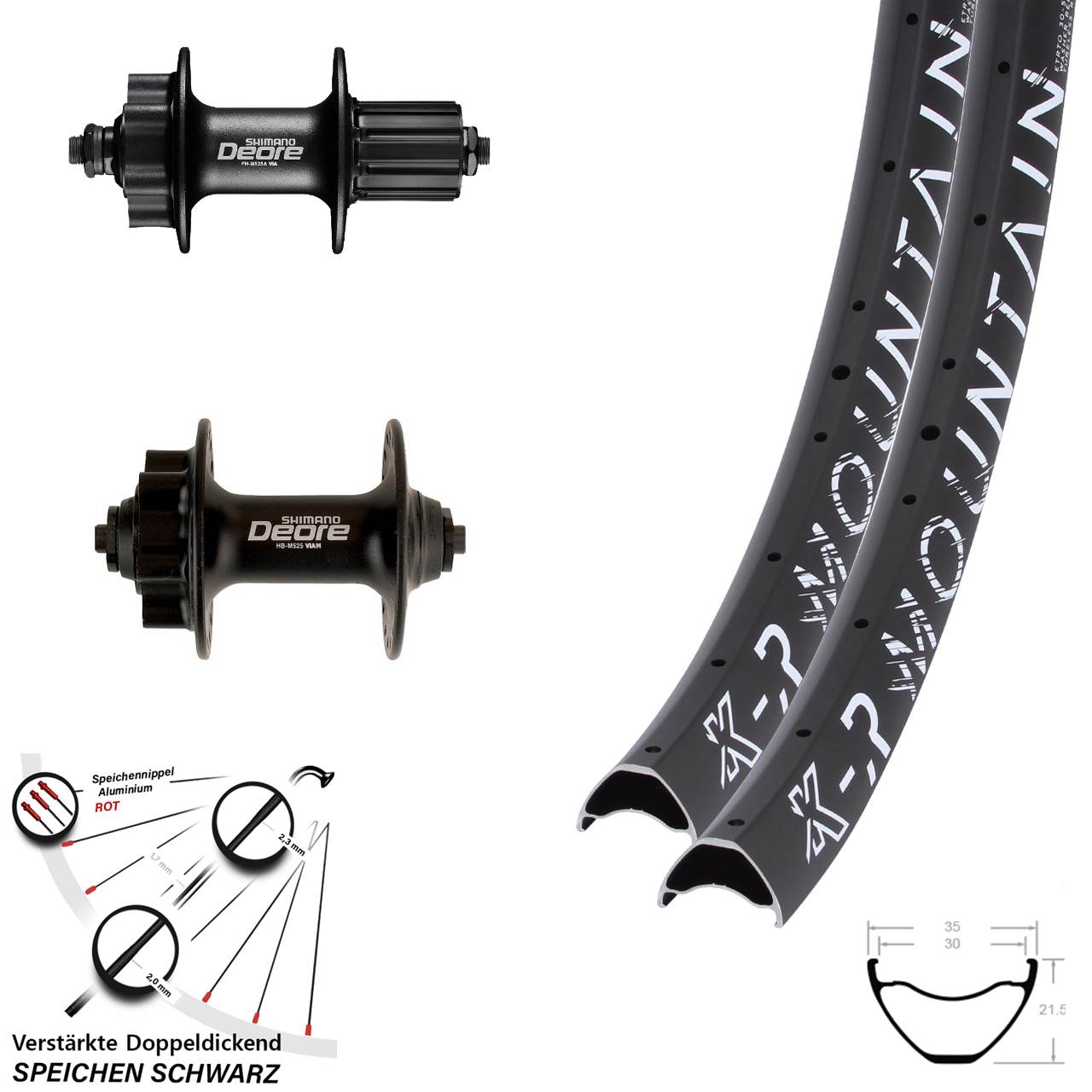 KX-R Mountain Shimano Deore 29 Zoll Laufradsatz 6-Loch für Schnellspanner 8-11 fach HG