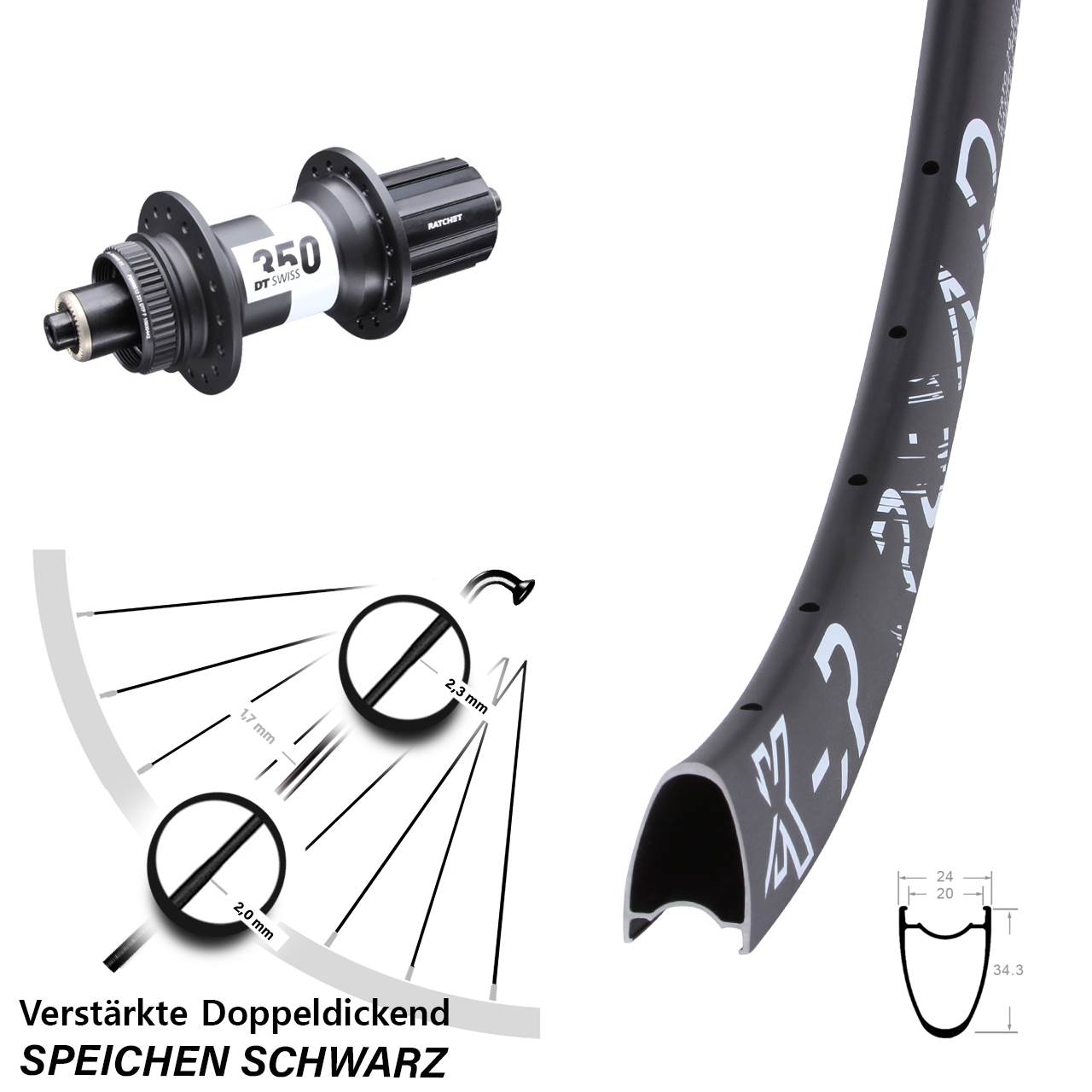 Disc Hinterrad QR 28 Zoll KX-R Road DT Swiss 350 11-12 fach HG