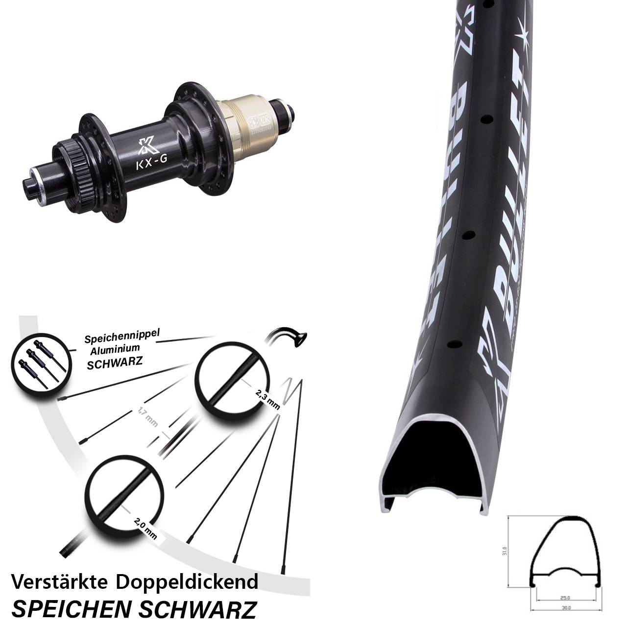 Disc Laufrad 28-29 Zoll KX-G Bullet OS XDR 11-12 fach für Schnellspanner