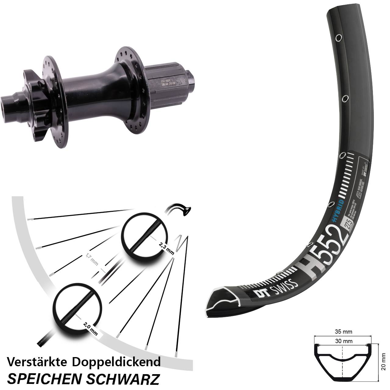 Boost 6-Loch Hinterrad 12x148 29 Zoll DT Swiss H552 Formula ECT-148S 8-11 fach