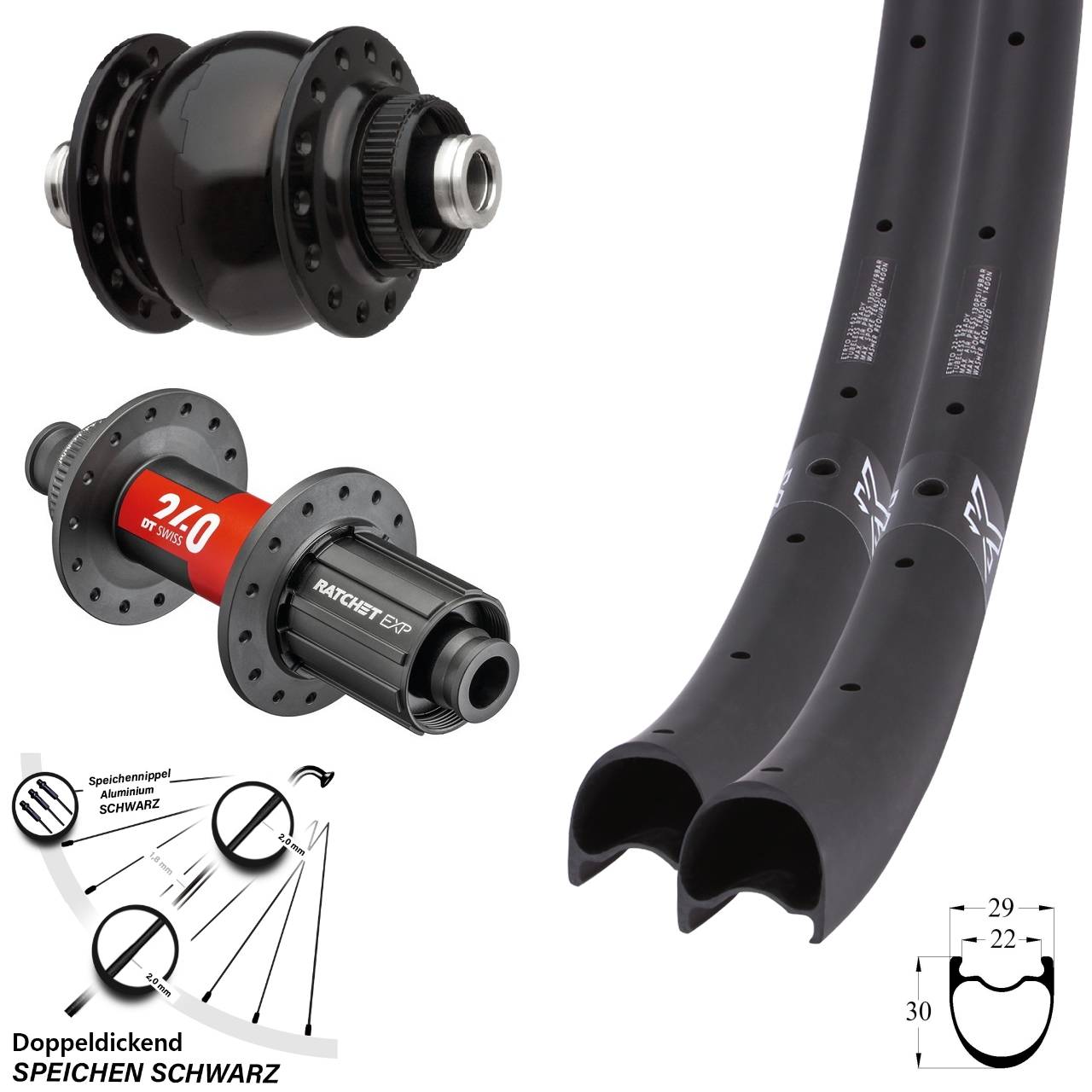 Disc Laufradsatz 28/29 Zoll KX-RC Carbon DT Swiss 240 EXP SONdelux 12x100/142 HG Road