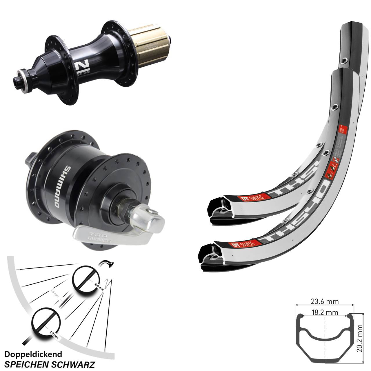 28 Zoll DT Swiss TK540 Novatec F-162SB Shimano DH3N72 Laufradsatz QR 8-12 fach HG