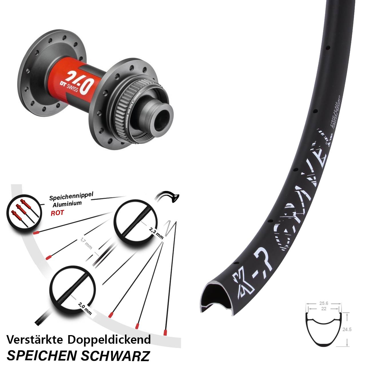 Centerlock Vorderrad 12x100 28 Zoll KX-R Gravel DT Swiss 240