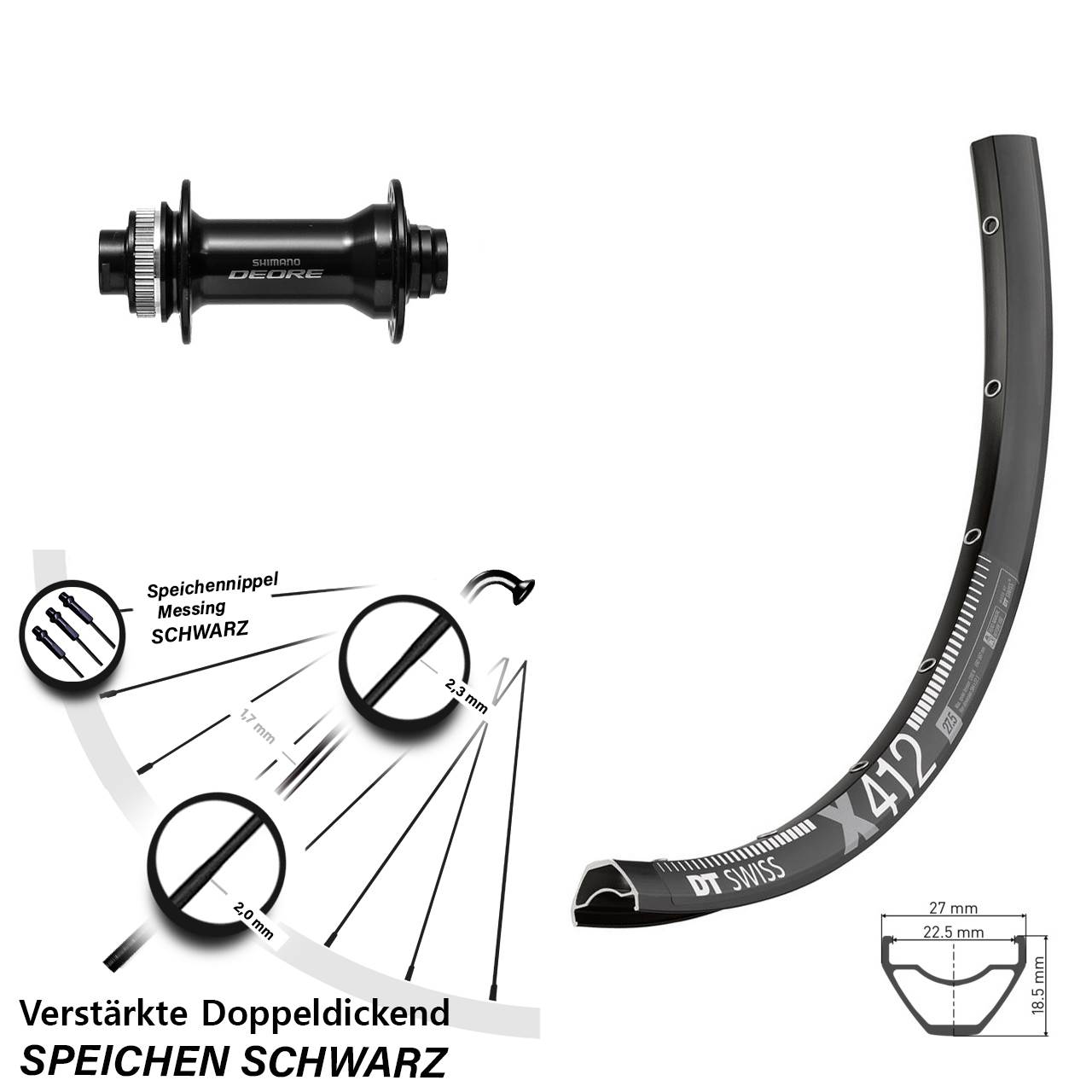 29 Zoll DT Swiss X412 Shimano Deore Disc Laufrad 15x110 Boost
