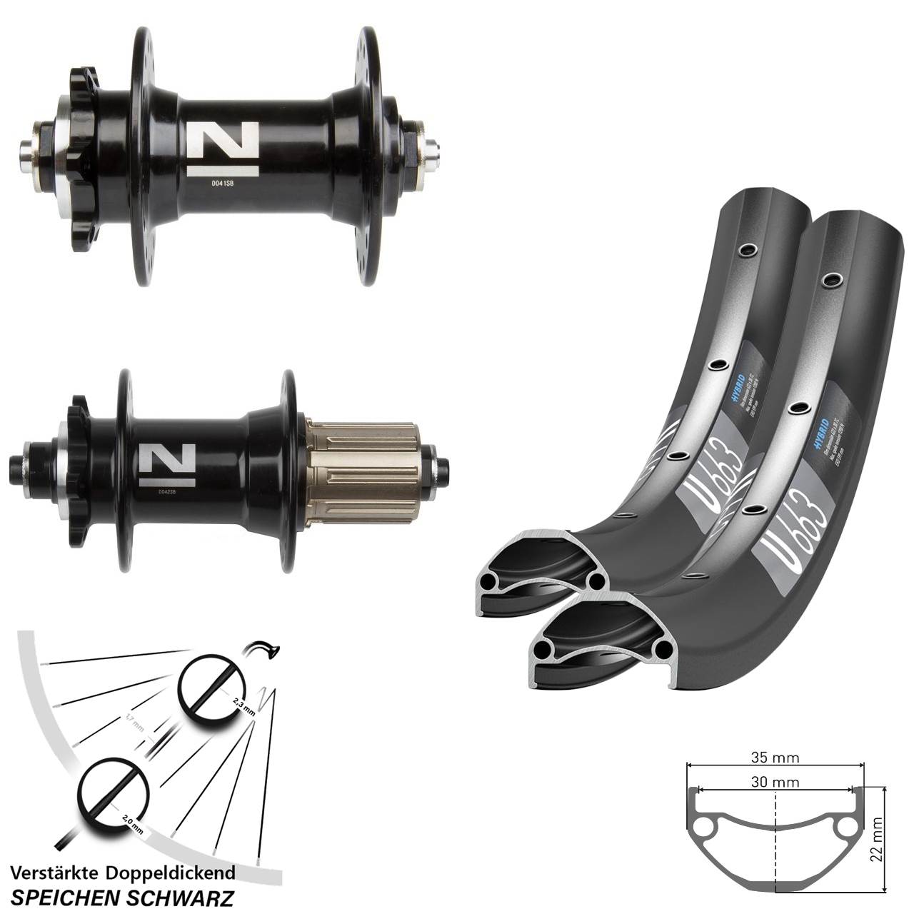 Disc Laufradsatz 20/29 Zoll DT Swiss U663 Novatec D041 D042 8-11 fach für Schnellspanner