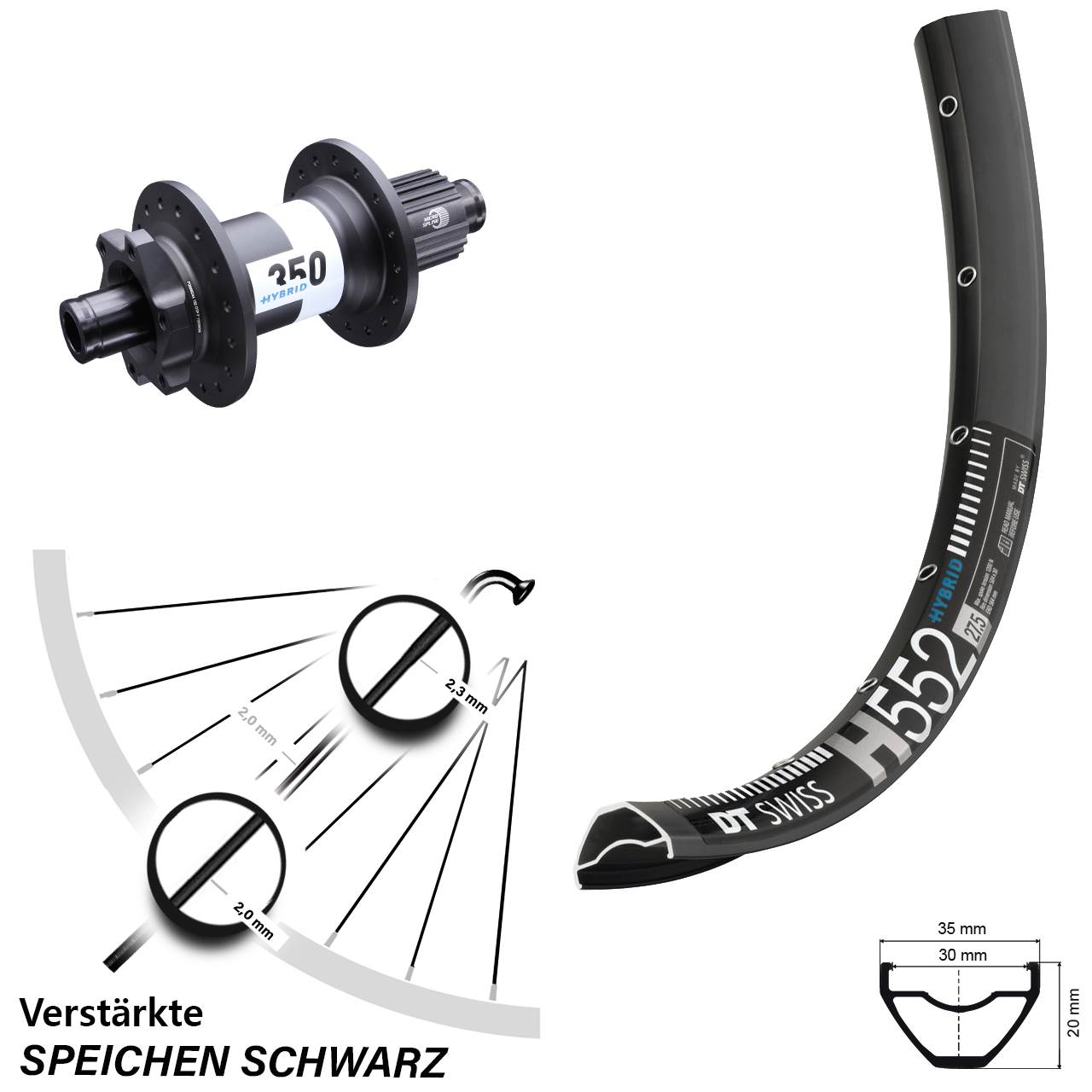 H 552 DT Swiss 350 Hybrid Boost Micro Spline 12-fach Hinterrad 29 Zoll