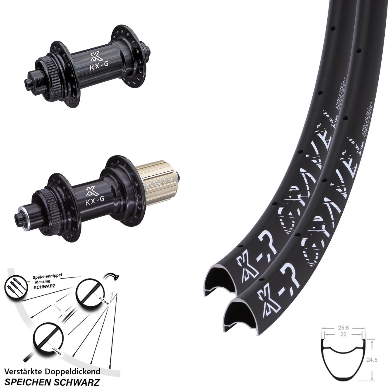 28-29 Zoll KX-R Gravel Centerlock Laufradsatz QR 8-12 fach HG