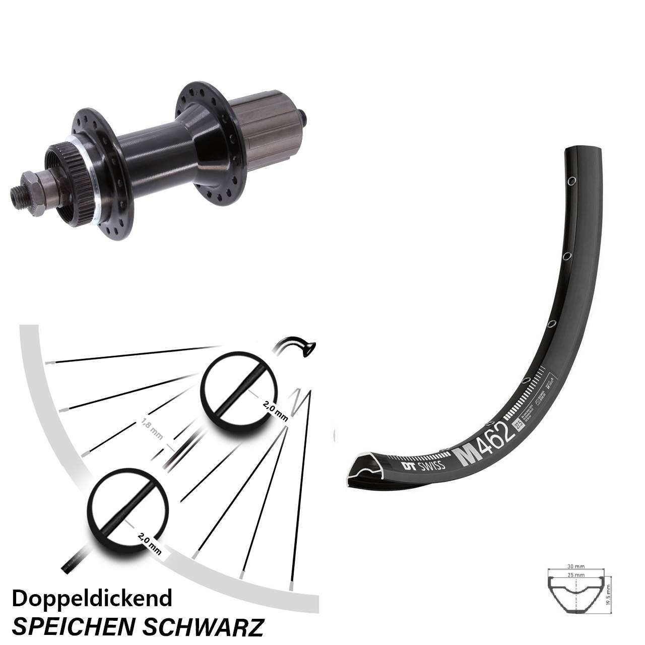 Disc Hinterrad QR 650B DT Swiss M 462 Joytech 8-11 fach