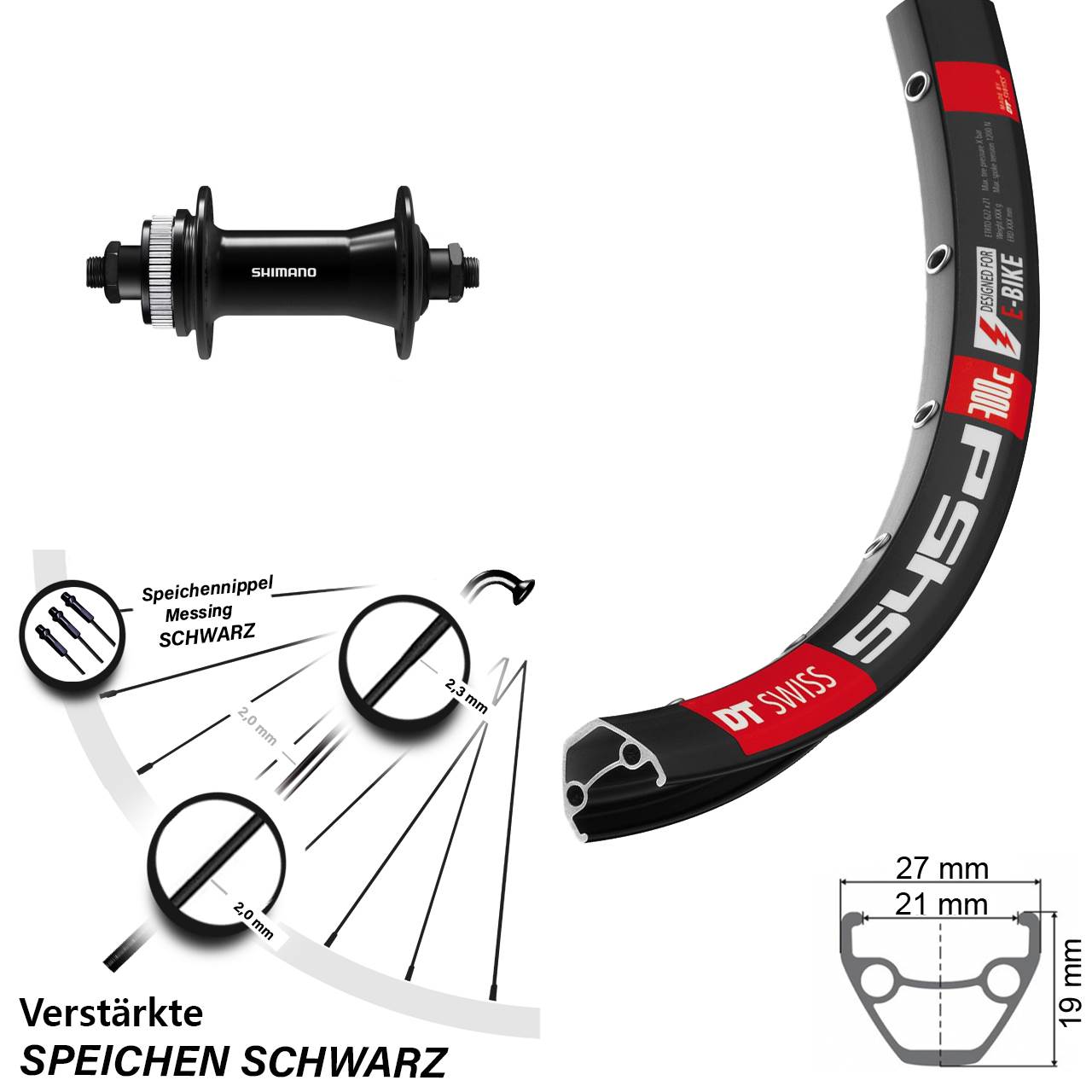 26 Zoll DT Swiss 545 Shimano HB-QC400 Vorderrad Centerlock für Schnellspanner