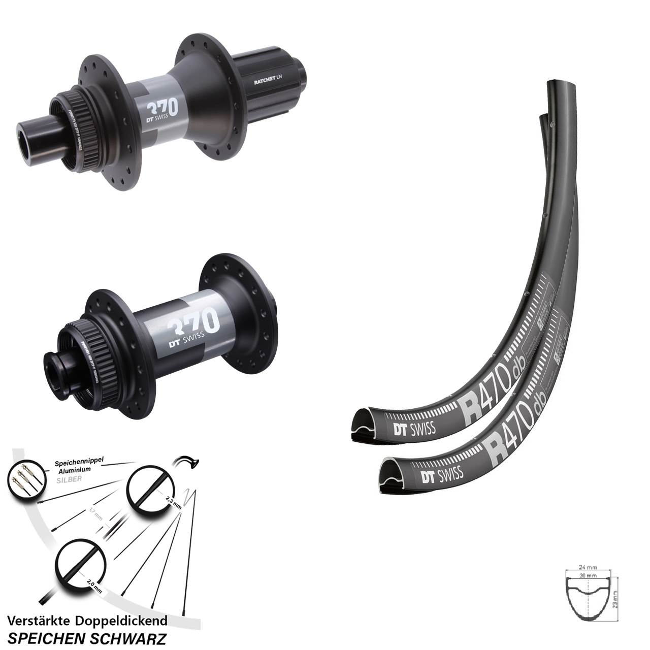 Disc Laufrad-Satz 15x100 12x142 28 Zoll DT Swiss R470-370 11-12 fach