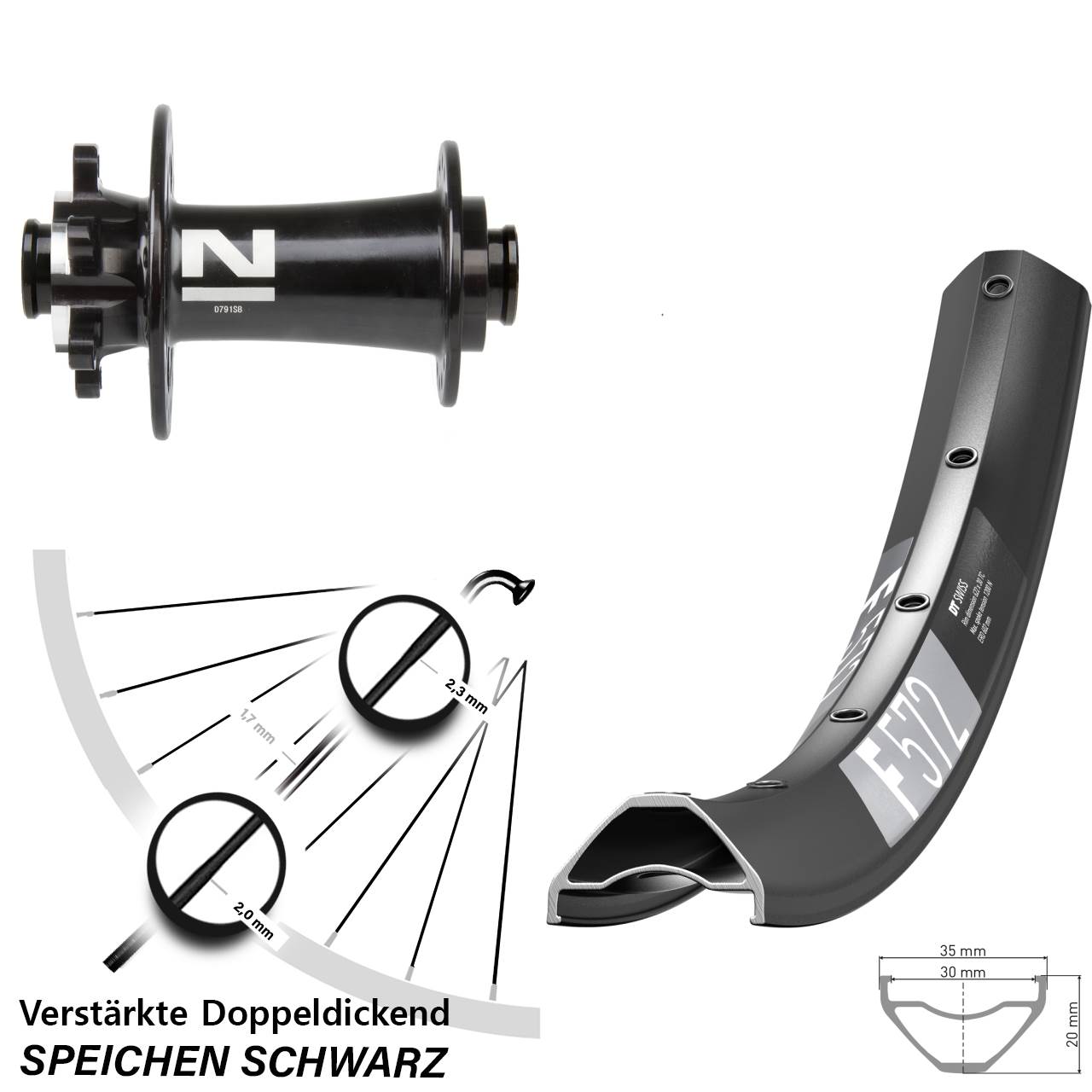 6-Loch Vorderrad 650B DT Swiss F 572 Novatec D791 15x100
