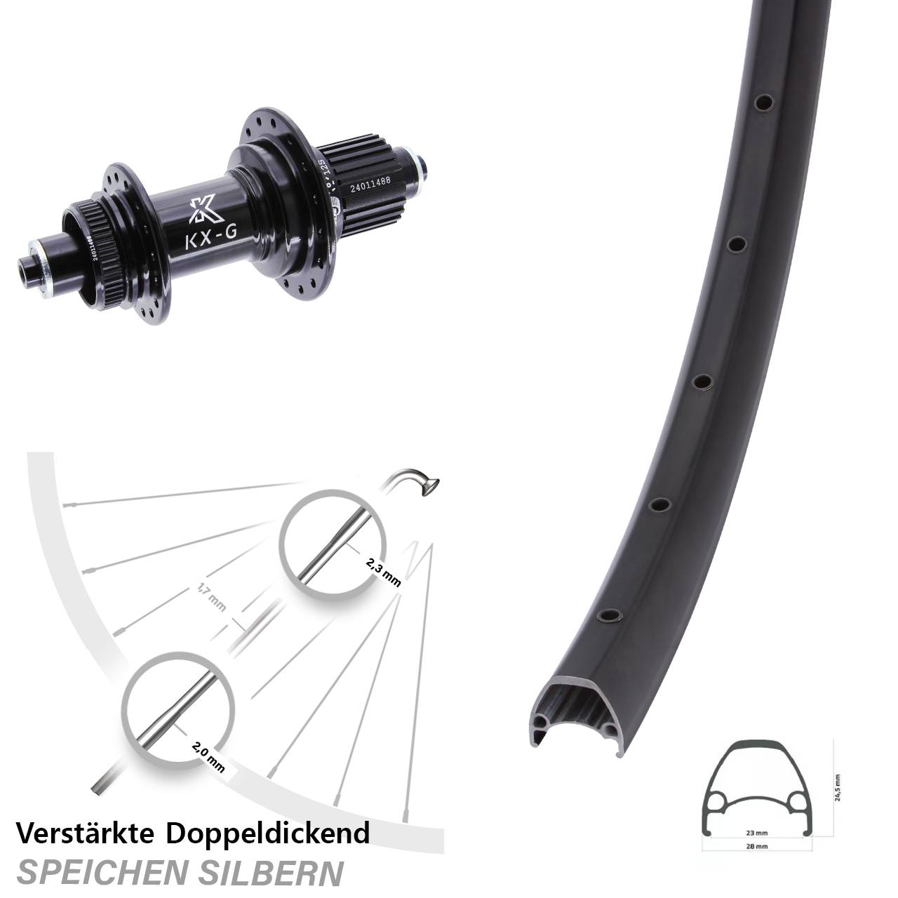 Hinterrad Centerlock 28-29 Zoll Ambrosio Sport KX-G Shimano Micro Spline QR