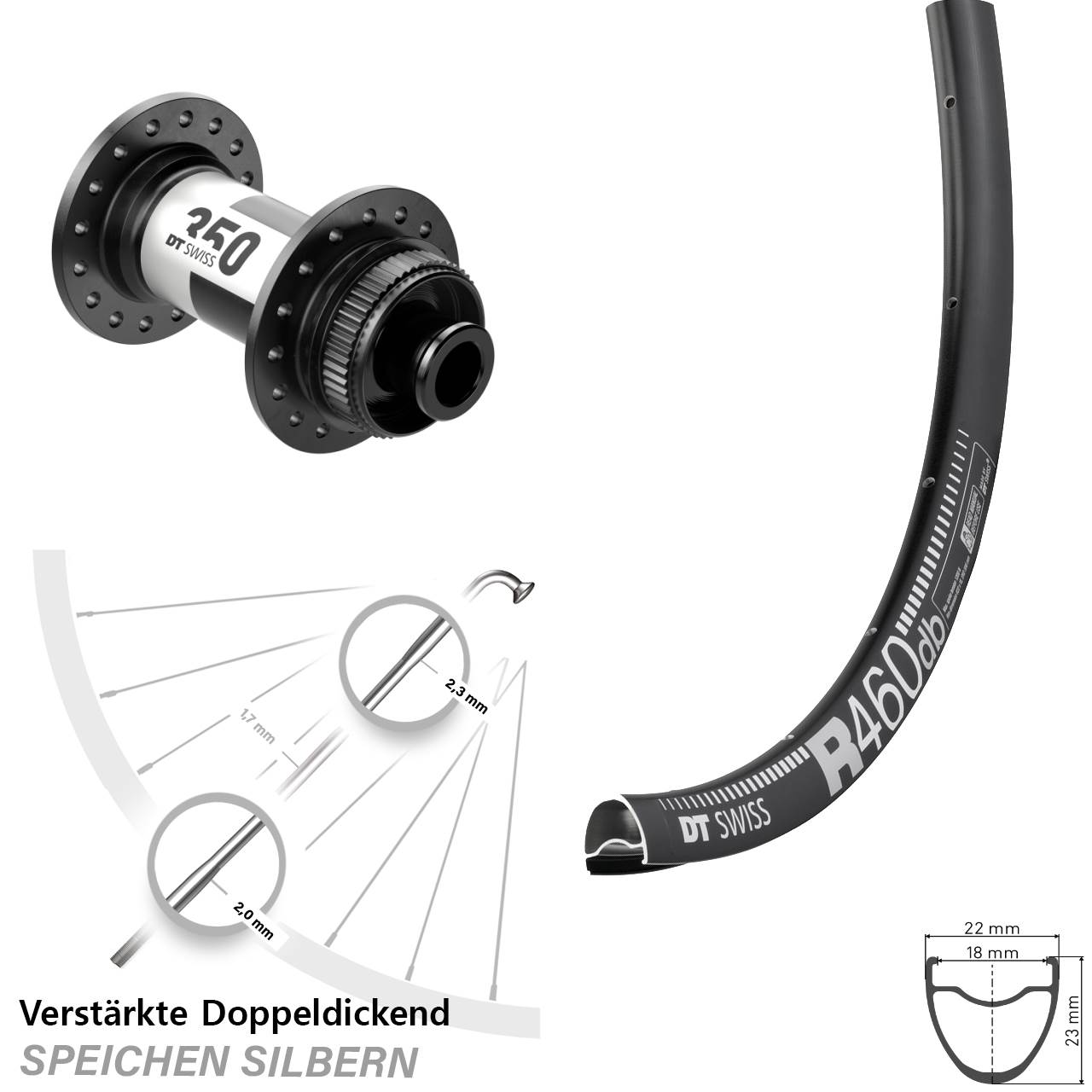 DT Swiss R 460 DT Swiss 350 Road 28 Zoll Centerlock Vorderrad 12x100