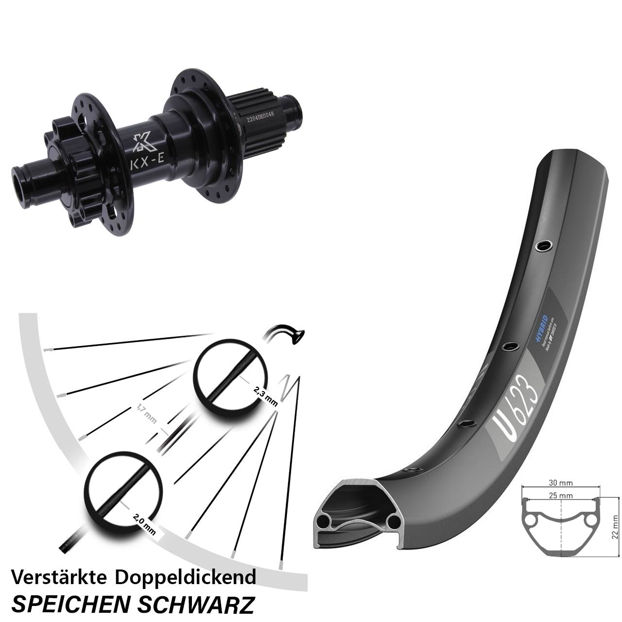 28-29 Zoll DT Swiss U 623 KX-E Heavy Duty Disc Laufrad 12x142 Shimano Micro Spline