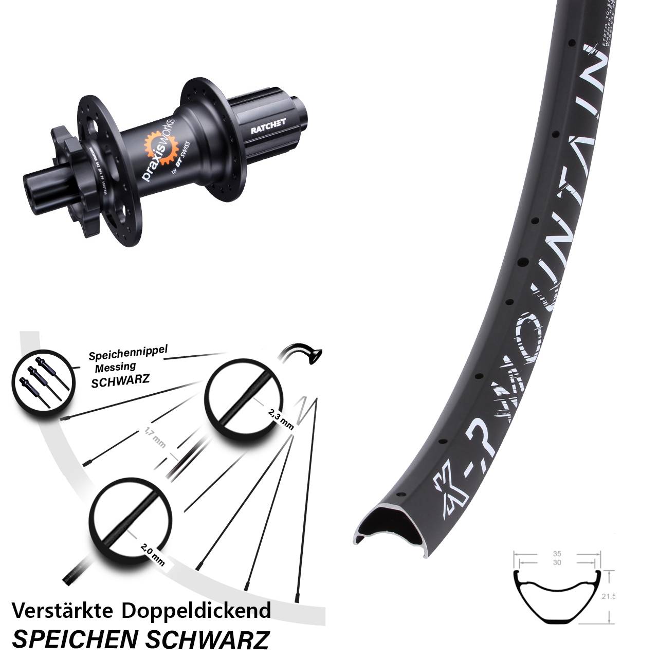 Disc Laufrad 12x142 29 Zoll KX-R Mountain DT Swiss 350 8-11 fach HG