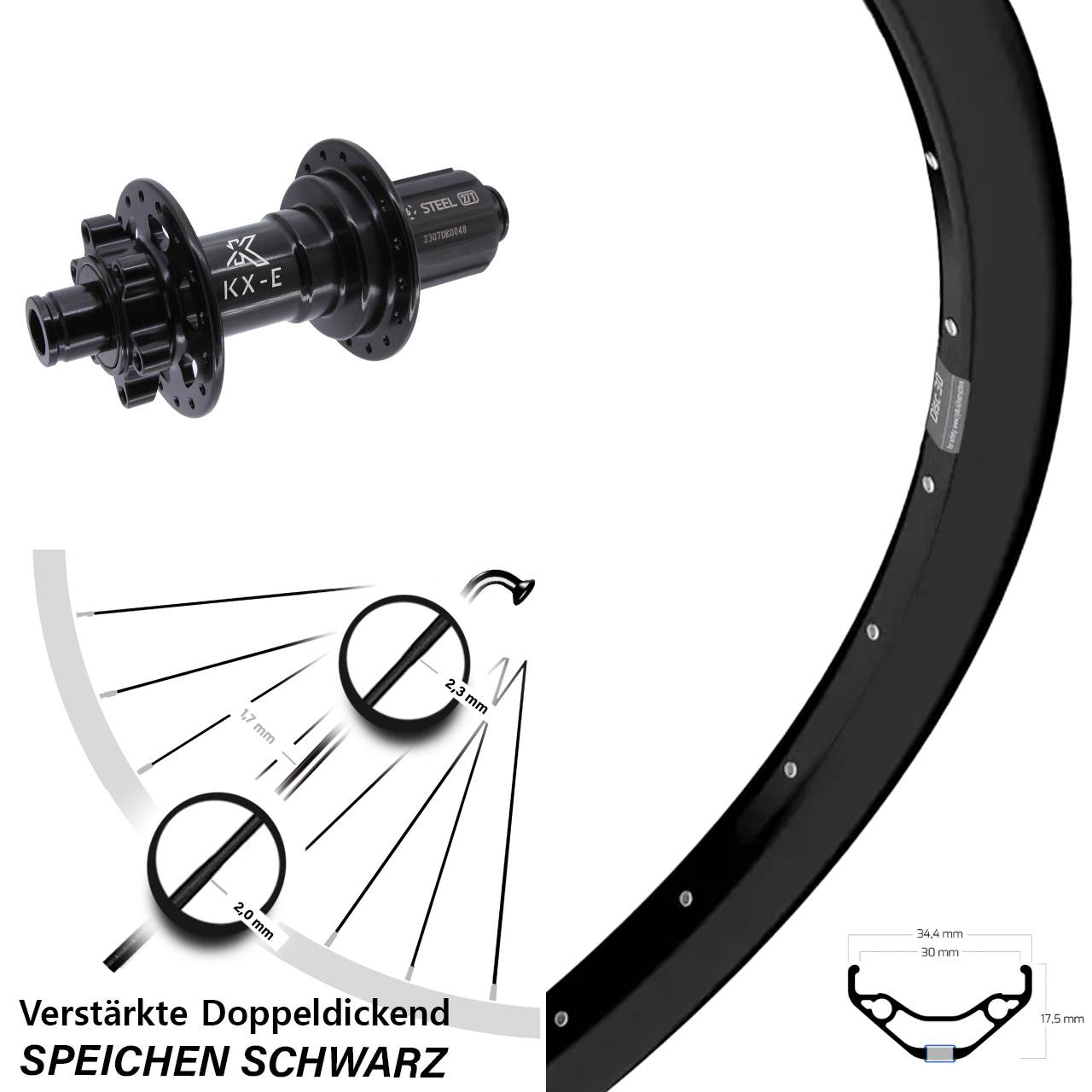 Ryde Disc 30 KX-E 29 Zoll Disc Laufrad 12x148 8-12 fach