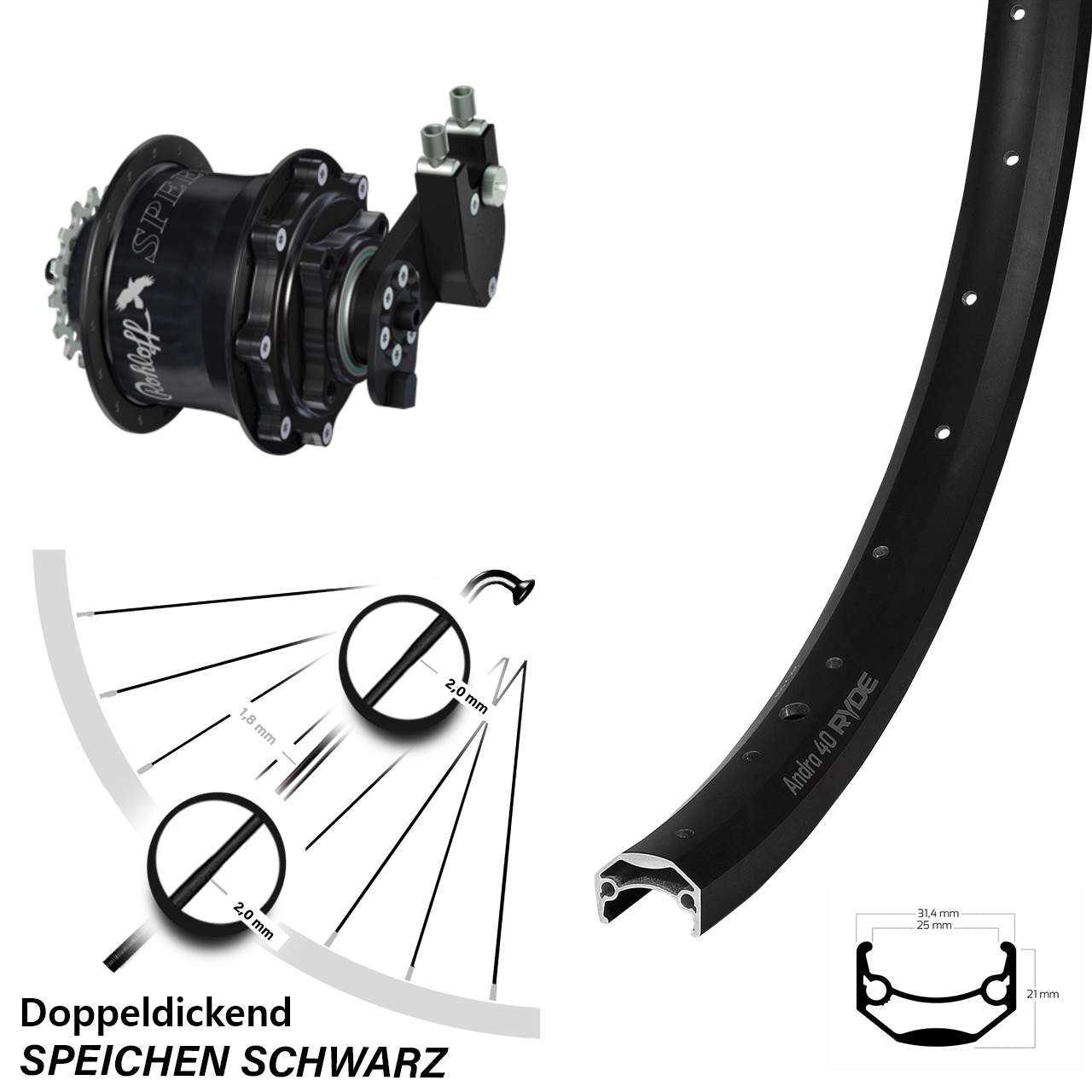 Rohloff Speedhub OEM CC Disc 27,5 Zoll Hinterrad Ryde Andra 40