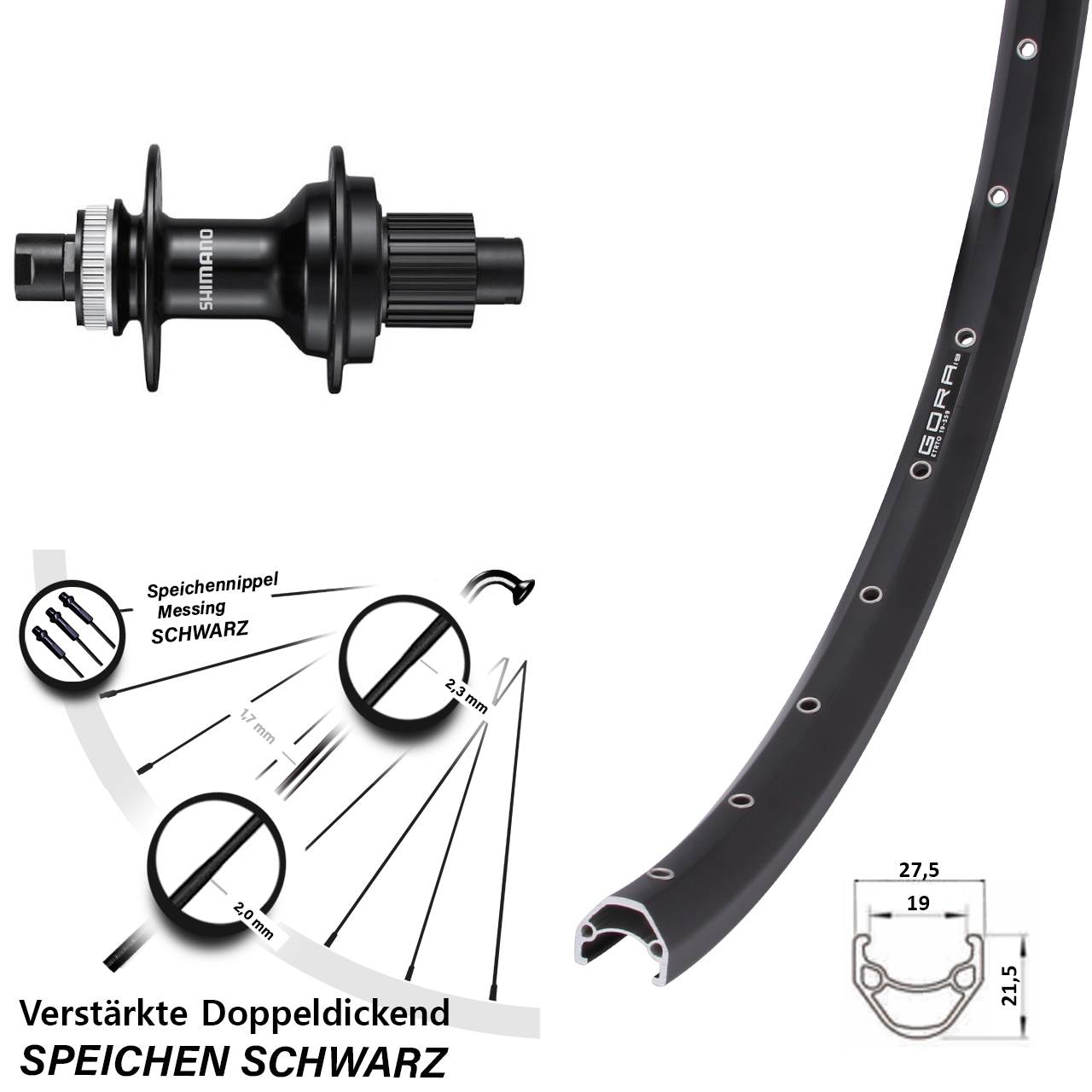 650B Gora 19 Shimano FH-MT510 Disc Hinterrad 12x142 Micro Spline