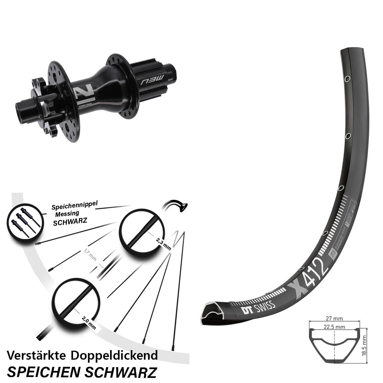 6-Loch Hinterrad 12x142 29 Zoll DT Swiss X 412 Novatec D792 Campagnolo N3W