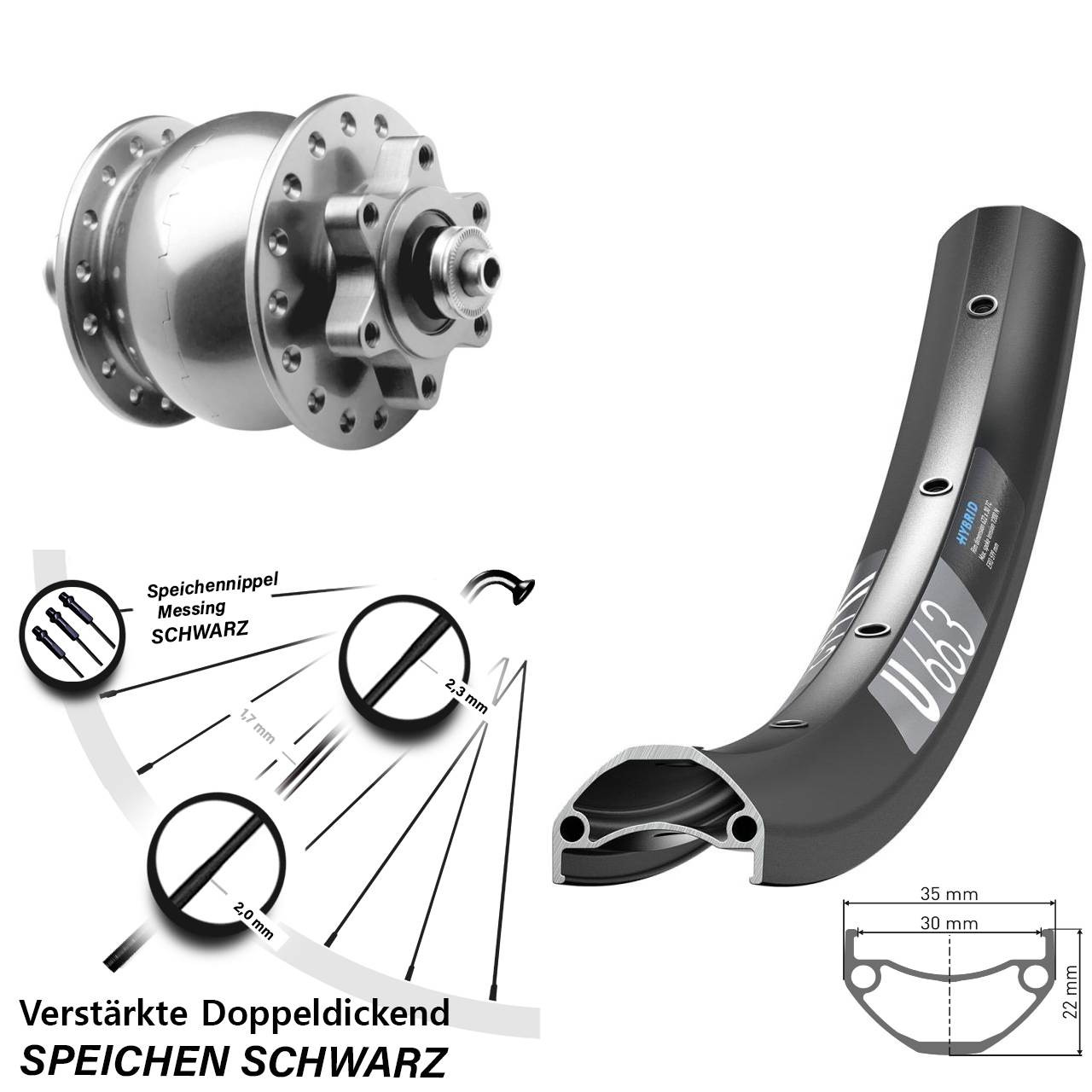 Disc Dynamo-Vorderrad QR 27,5 Zoll DT Swiss U 663 SON 28