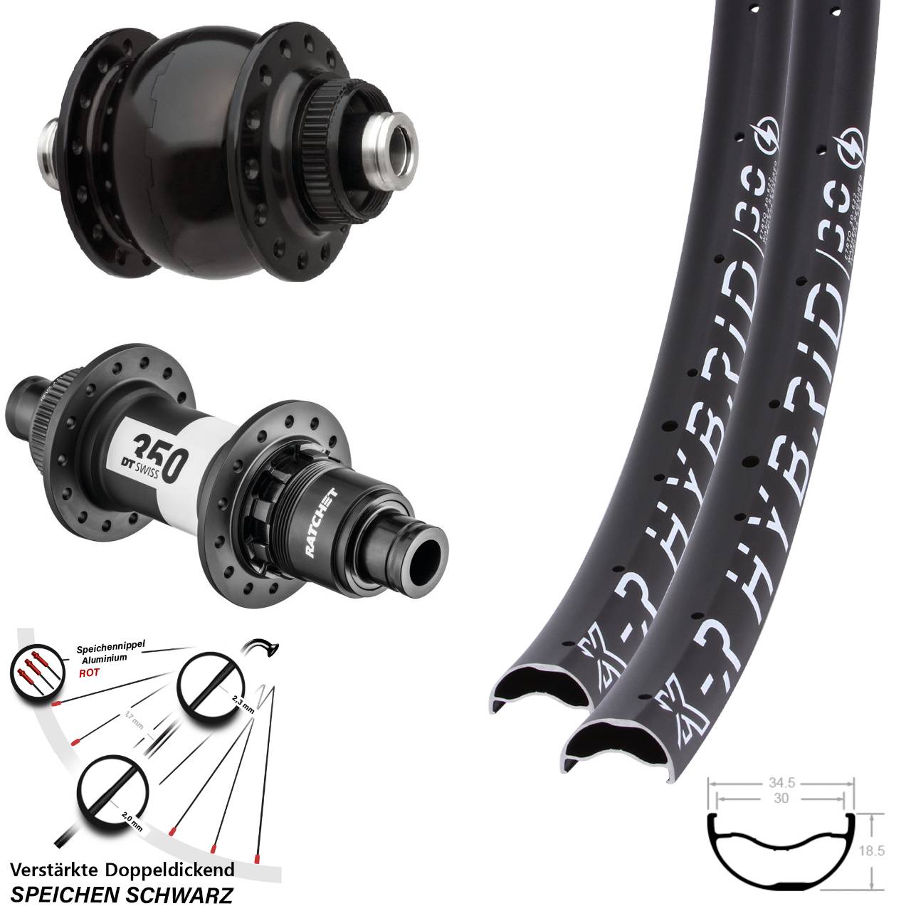 Laufradsatz Centerlock 29 Zoll KX-R Hybrid 30 DT Swiss 350 SONdelux XD 12x100/142