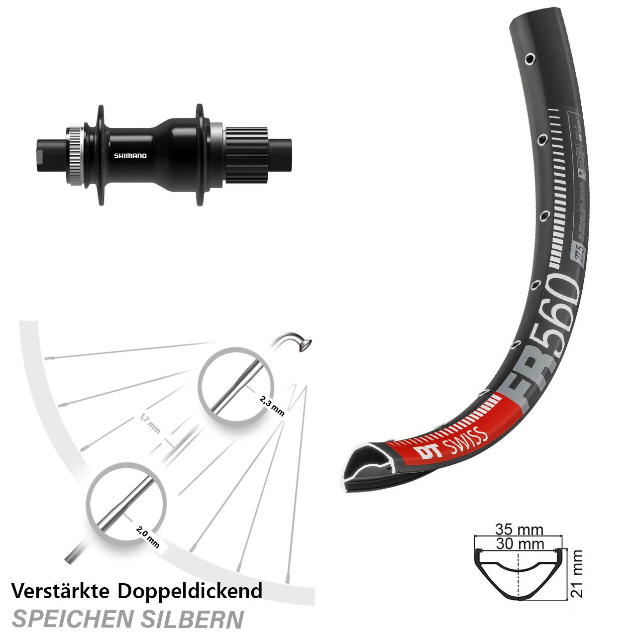 Disc Laufrad 26 Zoll DT Swiss FR560 Shimano FH-TC500-B Boost Micro Spline 12x148
