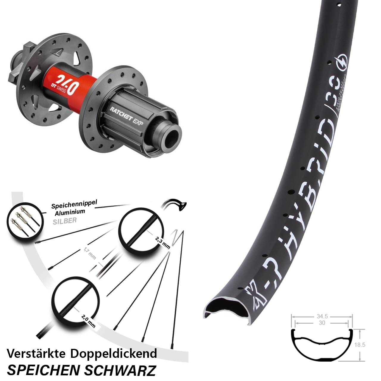 Disc Laufrad 12x148 29 Zoll KX-R Hybrid 30 DT Swiss 240 EXP 8-11 fach HG