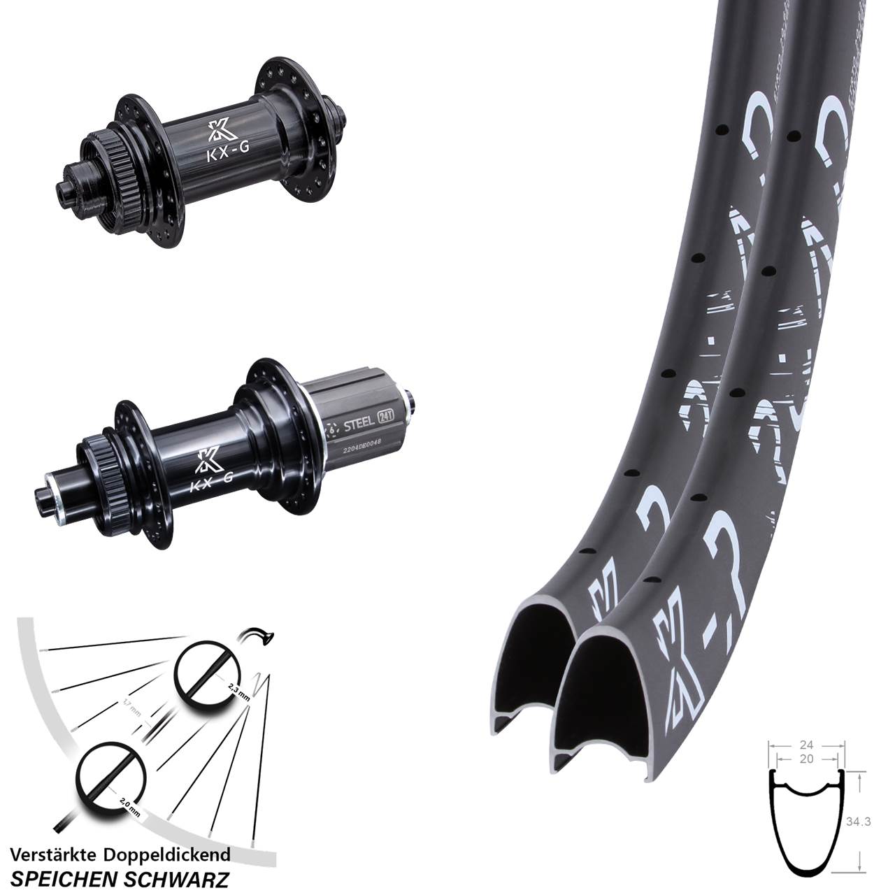 KX-R GS Road 29 Zoll Disc Laufrad-Satz QR 8-12 fach