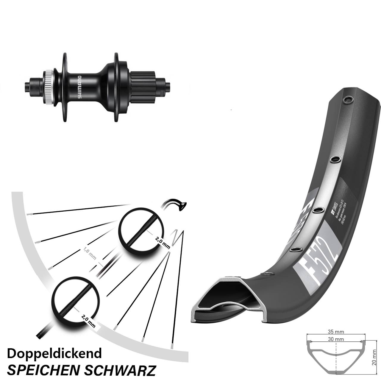 Hinterrad Centerlock für Schnellspanner 650B DT Swiss F 572 Shimano MT500 Micro Spline