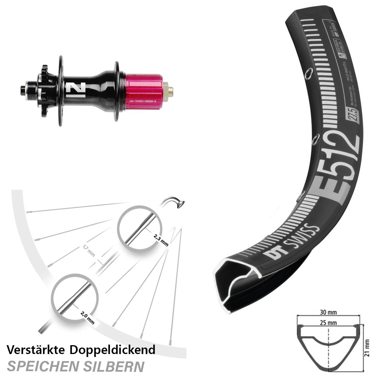 Disc 29 Zoll Laufrad für Schnellspanner DT Swiss E512 Novatec Superlight 8-12 fach